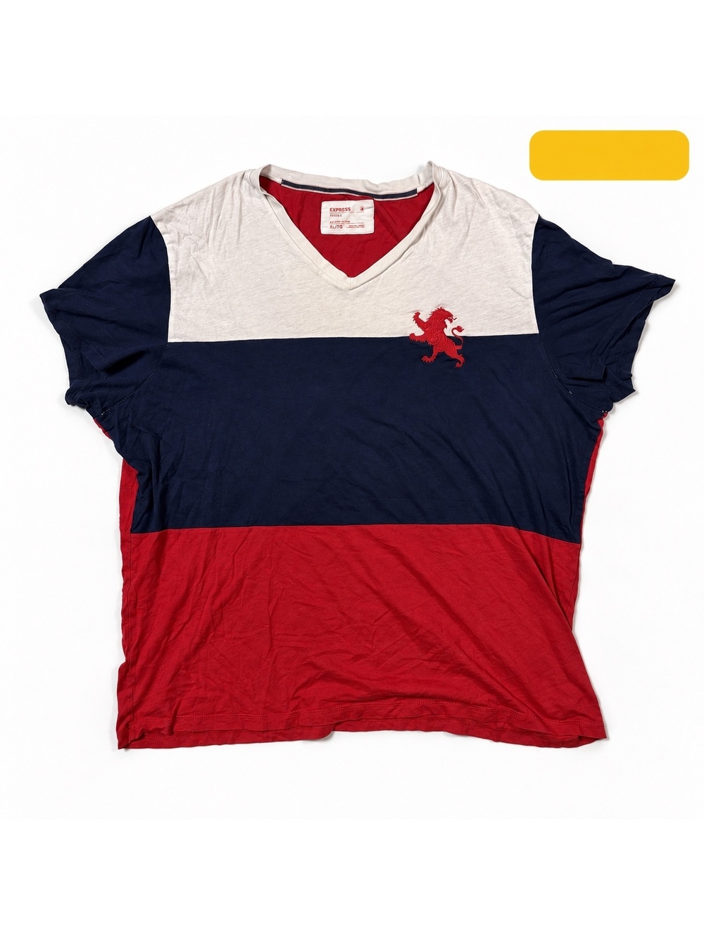 Express Colorblock Lion V-Neck T-Shirt Size XL